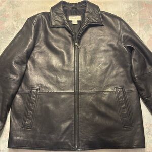Calvin Klein Black Leather Bomber Jacket